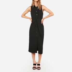 Express black twist midi shirt dress